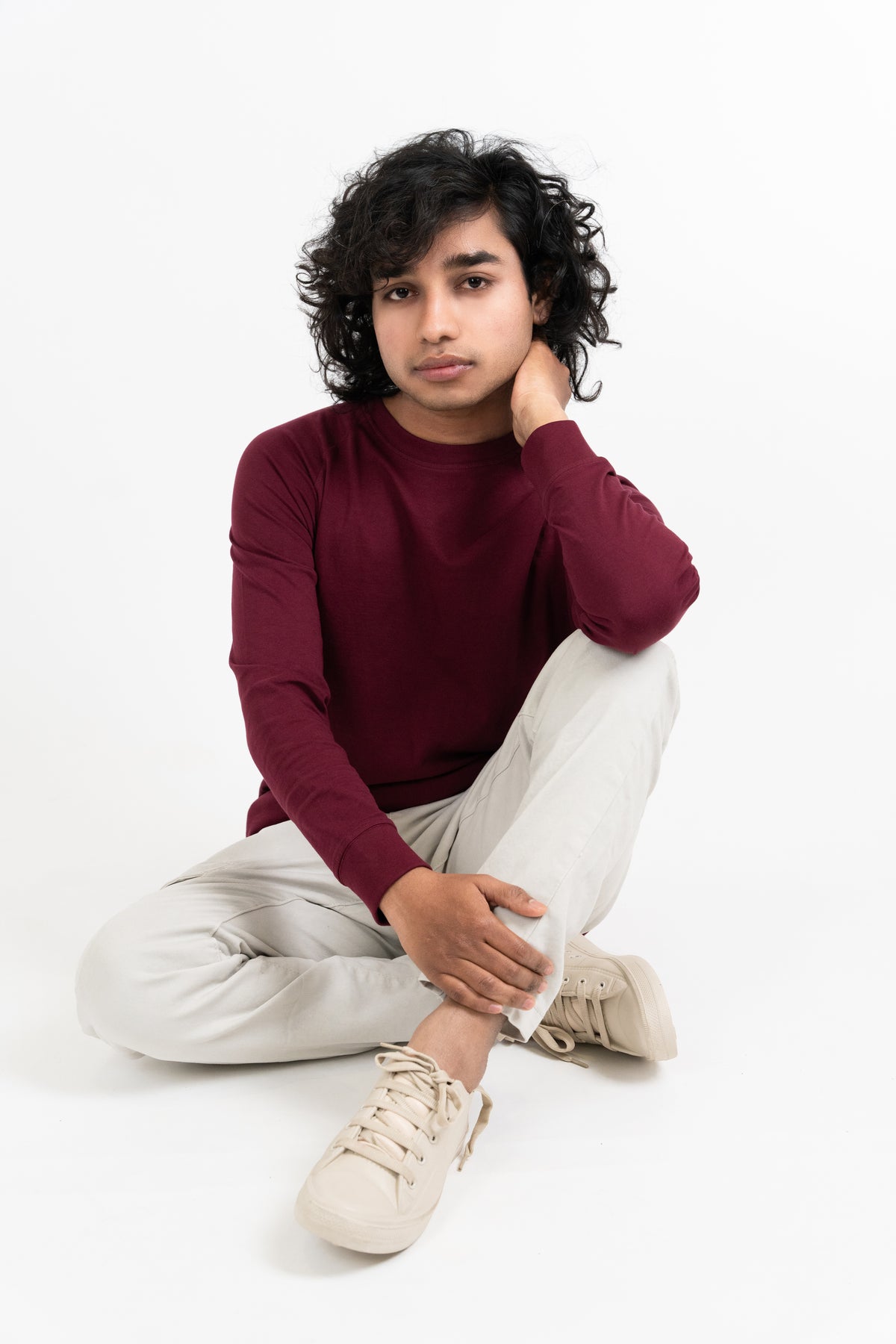 Mens Maroon Classic Raglan Long Sleeve Crew Neck – Hippikart
