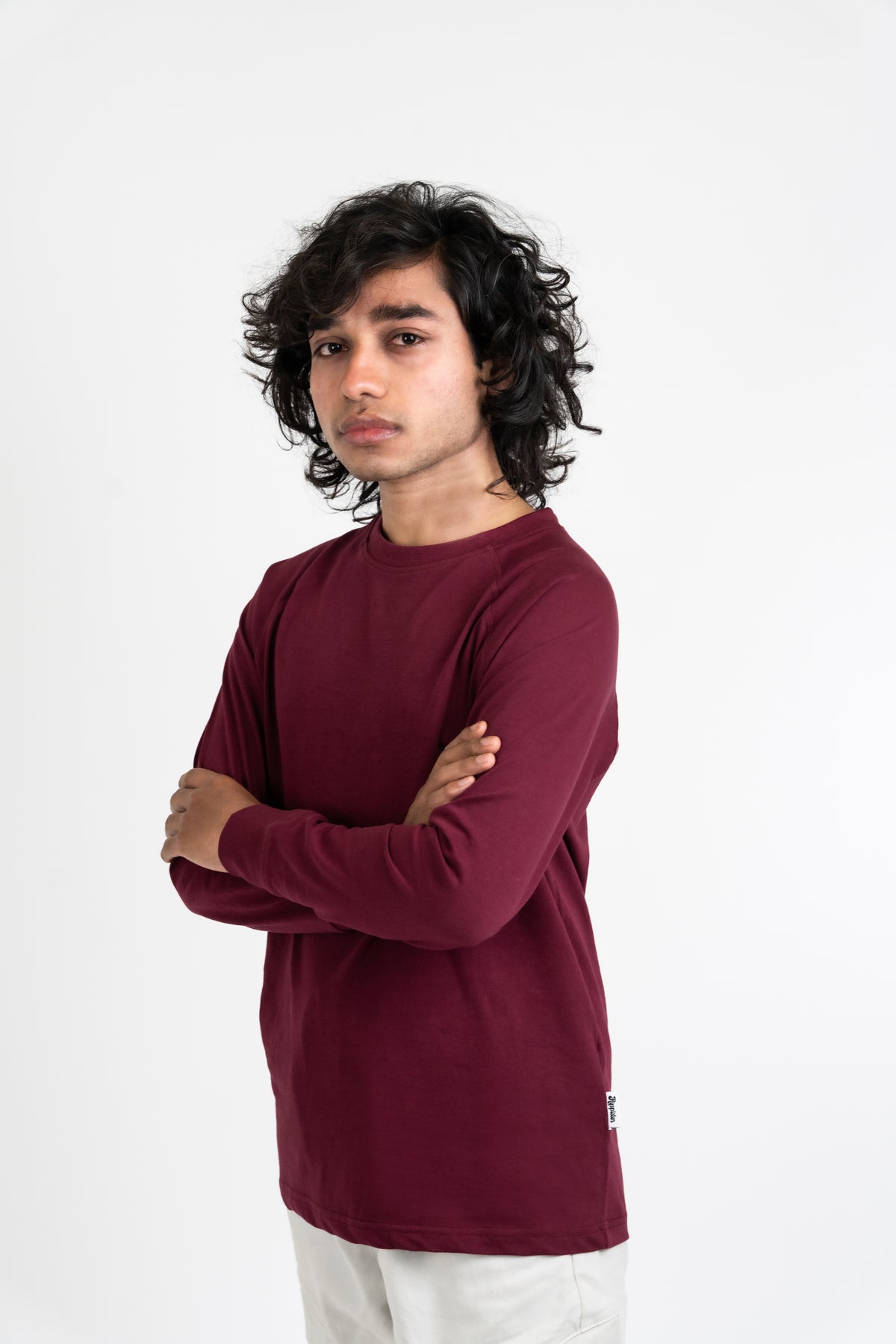 Mens Maroon Classic Raglan Long Sleeve Crew Neck – Hippikart