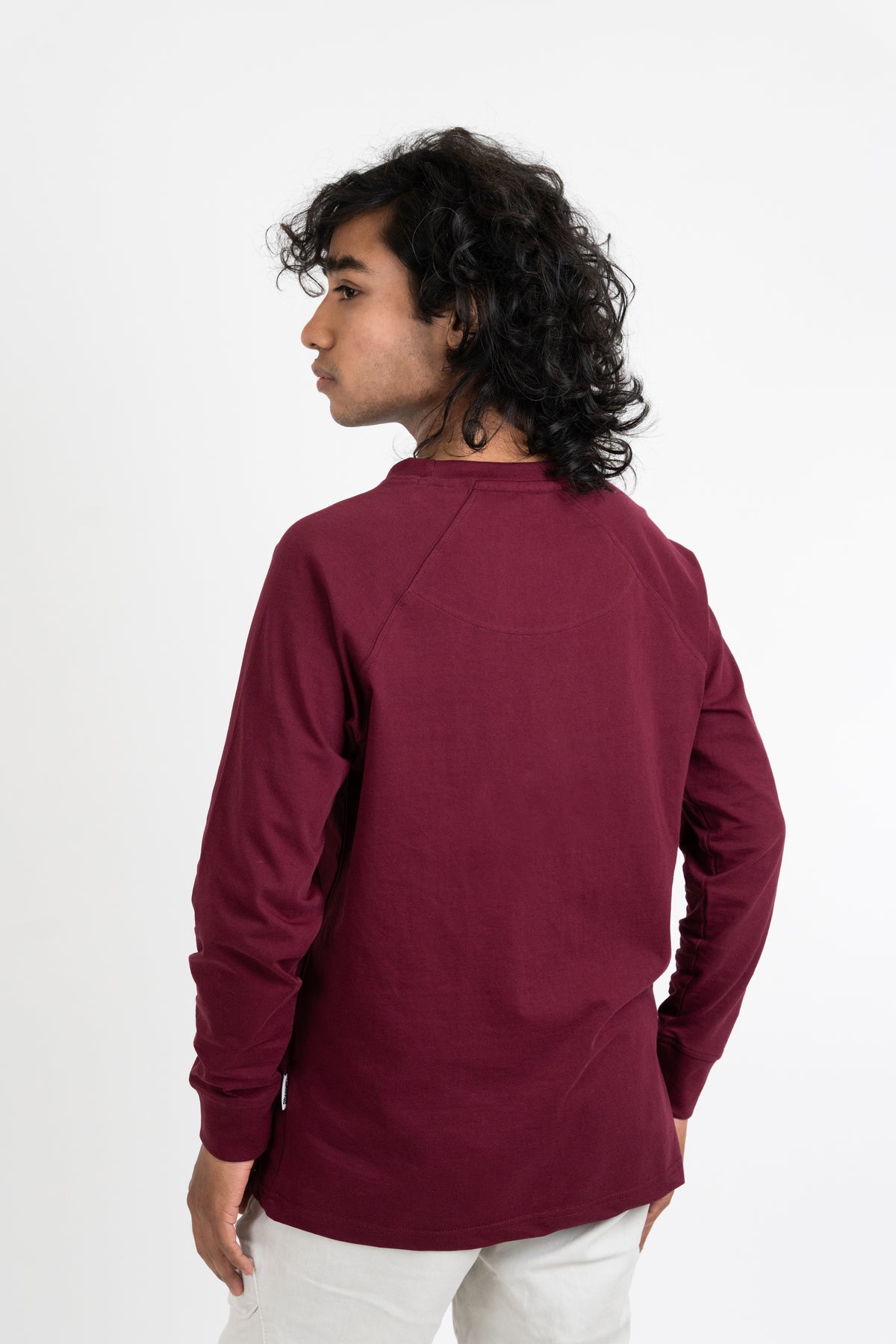 Mens Maroon Classic Raglan Long Sleeve Crew Neck – Hippikart